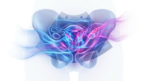 자궁 내 임신 초기 진단을 위한 도플러 초음파 추상 3D 일러스트
